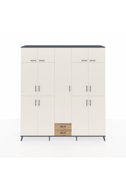 Hyperion Dolap 10 Raflı 2 Çekmeceli 4 Askılı 220x44x243 Antrasit-Aytaşı/Çam