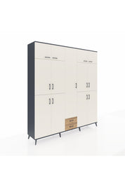 Hyperion Dolap 10 Raflı 2 Çekmeceli 4 Askılı 220x44x243 Antrasit-Aytaşı/Çam