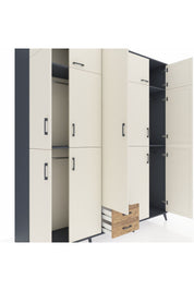 Hyperion Dolap 10 Raflı 2 Çekmeceli 4 Askılı 220x44x243 Antrasit-Aytaşı/Çam