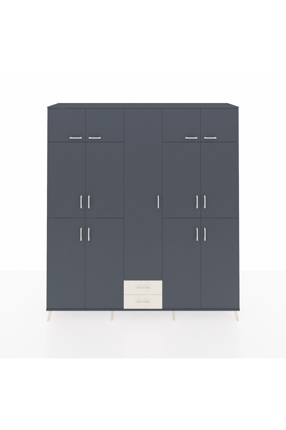 Hyperion Dolap 10 Raflı 2 Çekmeceli 4 Askılı 220x44x243 Antrasit-Antrasit/Aytaşı