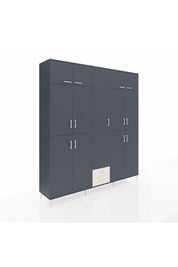 Hyperion Dolap 10 Raflı 2 Çekmeceli 4 Askılı 220x44x243 Antrasit-Antrasit/Aytaşı