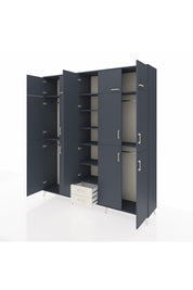 Hyperion Dolap 10 Raflı 2 Çekmeceli 4 Askılı 220x44x243 Antrasit-Antrasit/Aytaşı