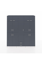 Hyperion Dolap 10 Raflı 2 Çekmeceli 4 Askılı 220x44x243 Antrasit-Antrasit/Antrasit