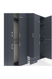 Hyperion Dolap 10 Raflı 2 Çekmeceli 4 Askılı 220x44x243 Antrasit-Antrasit/Antrasit