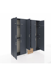 Hyperion Dolap 10 Raflı 2 Çekmeceli 4 Askılı 220x44x243 Antrasit-Antrasit/Çam