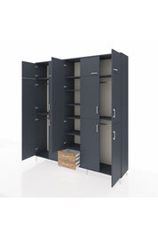 Hyperion Dolap 10 Raflı 2 Çekmeceli 4 Askılı 220x44x243 Antrasit-Antrasit/Çam