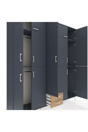 Hyperion Dolap 10 Raflı 2 Çekmeceli 4 Askılı 220x44x243 Antrasit-Antrasit/Çam