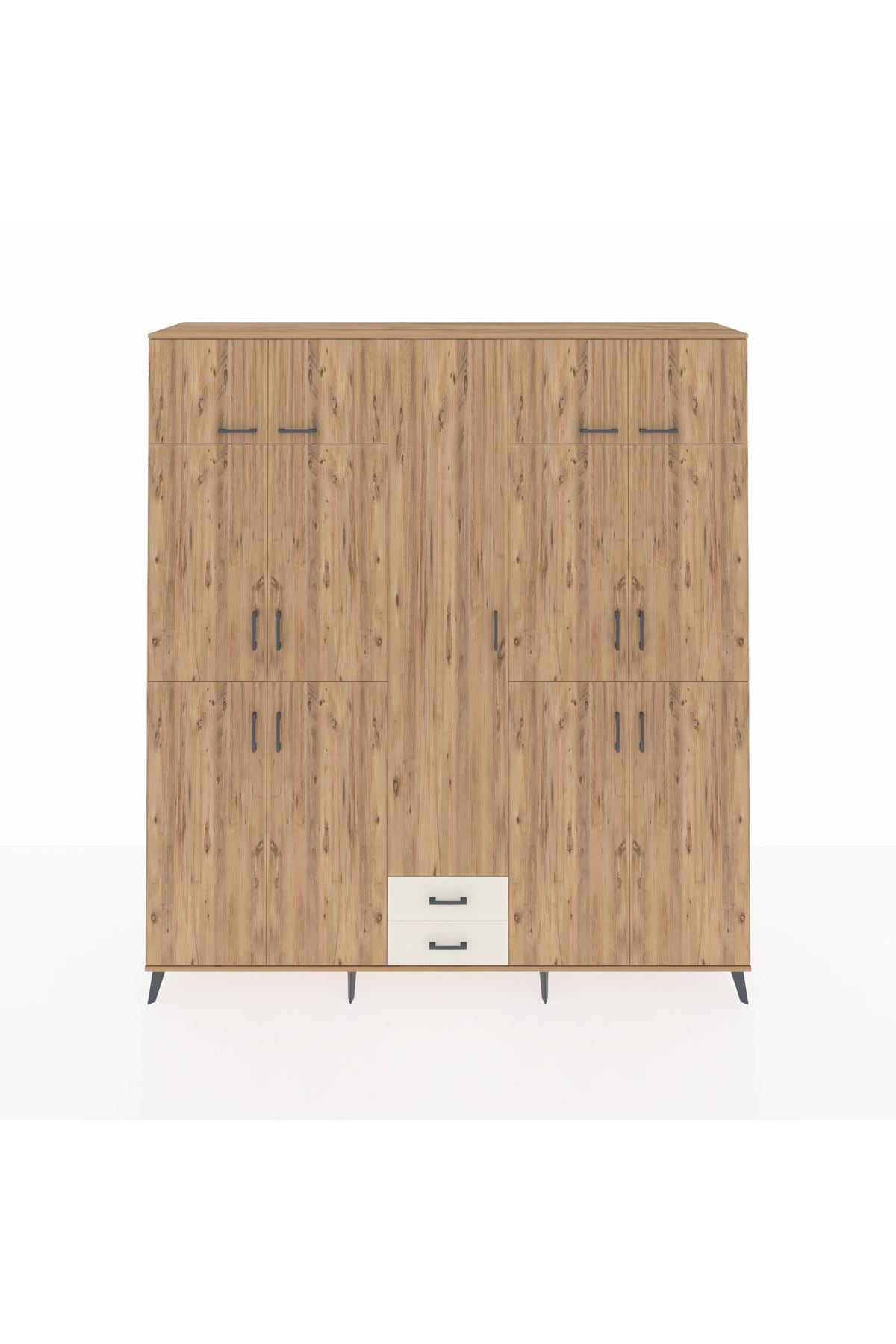 Hyperion Dolap 10 Raflı 2 Çekmeceli 4 Askılı 220x44x243 Çam-Çam/Aytaşı