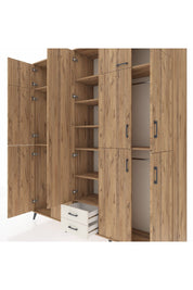 Hyperion Dolap 10 Raflı 2 Çekmeceli 4 Askılı 220x44x243 Çam-Çam/Aytaşı
