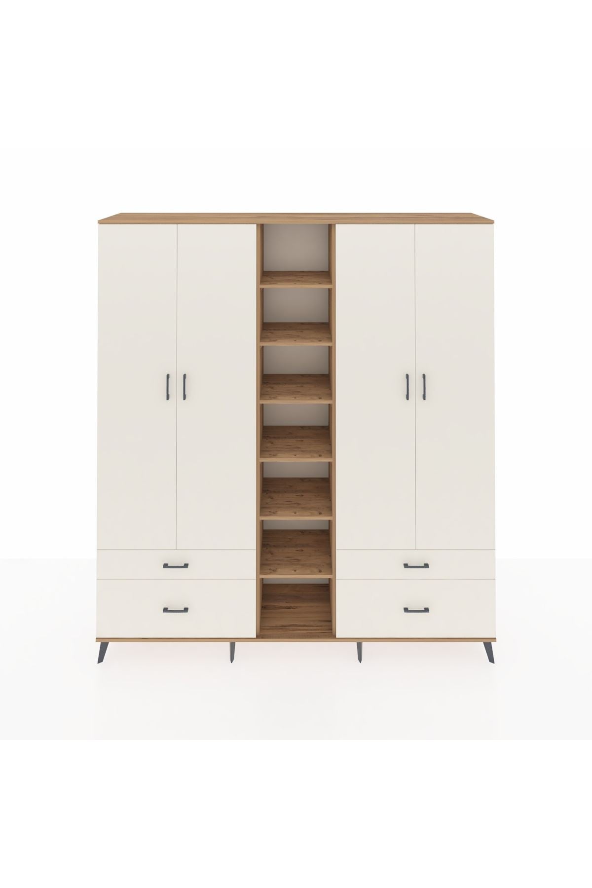 Hyperion Dolap 12 Raflı 4 Çekmeceli 2 Askılı 220x44x243 - S553M001V22B