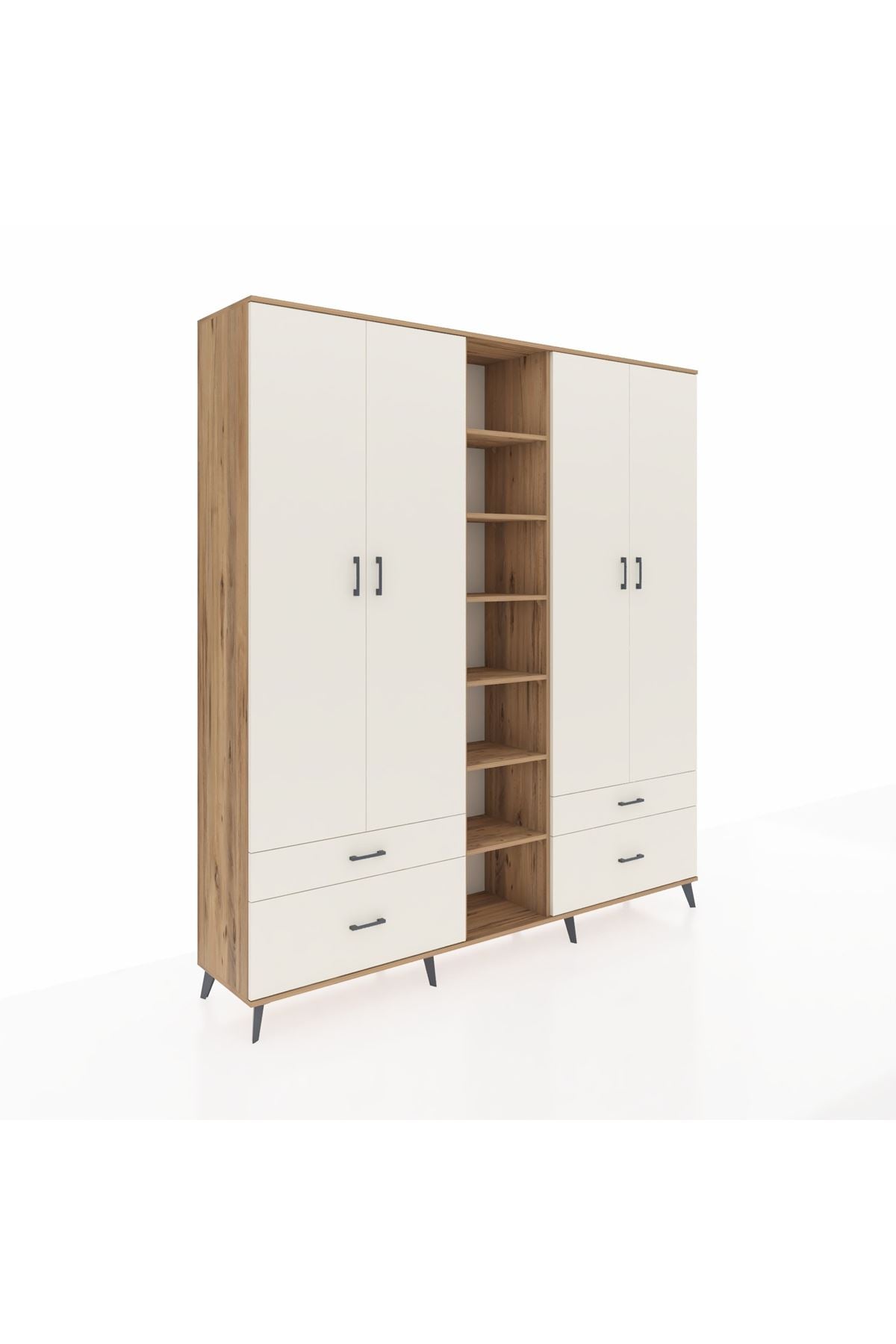 Hyperion Dolap 12 Raflı 4 Çekmeceli 2 Askılı 220x44x243 - S553M001V22B