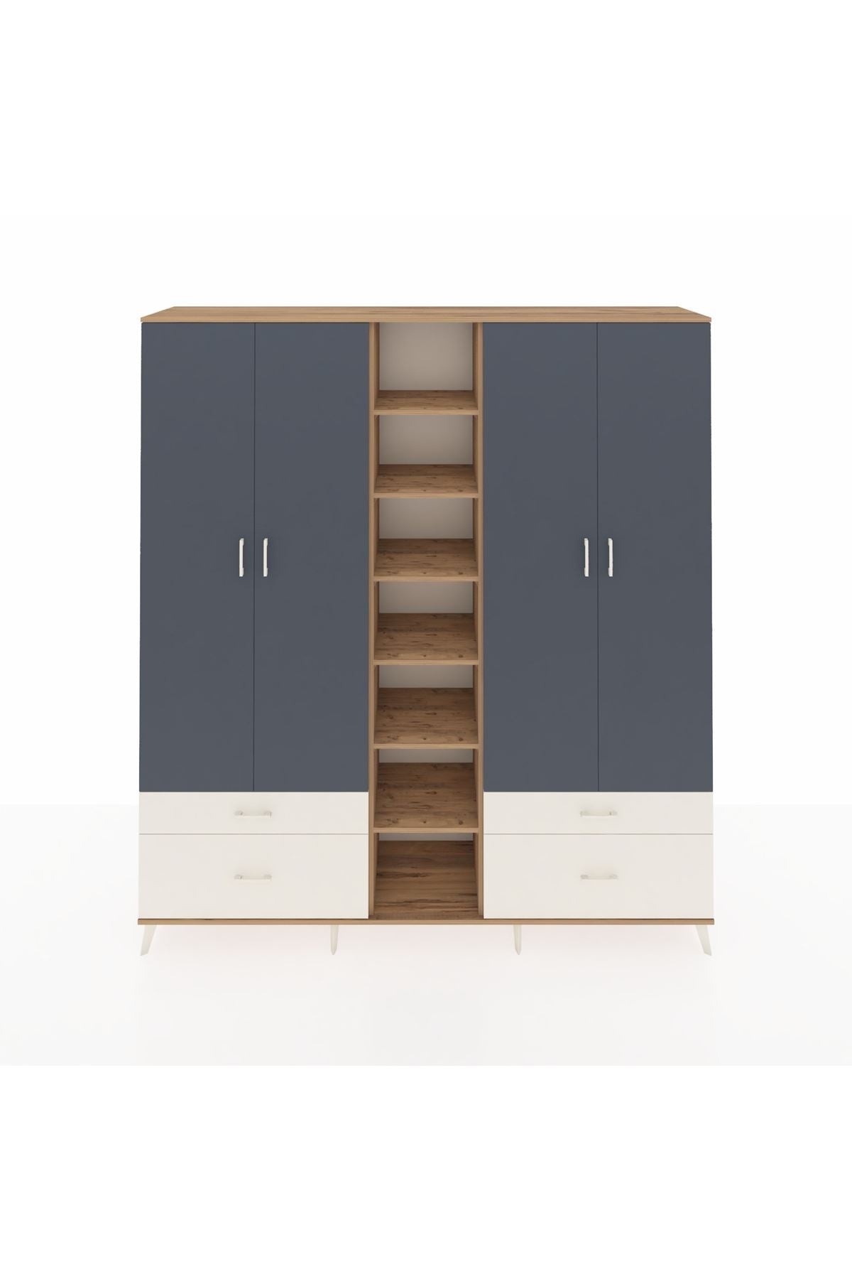 Hyperion Dolap 12 Raflı 4 Çekmeceli 2 Askılı 220x44x243 - S553M001V25B