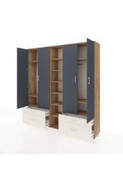 Hyperion Dolap 12 Raflı 4 Çekmeceli 2 Askılı 220x44x243 - S553M001V25B