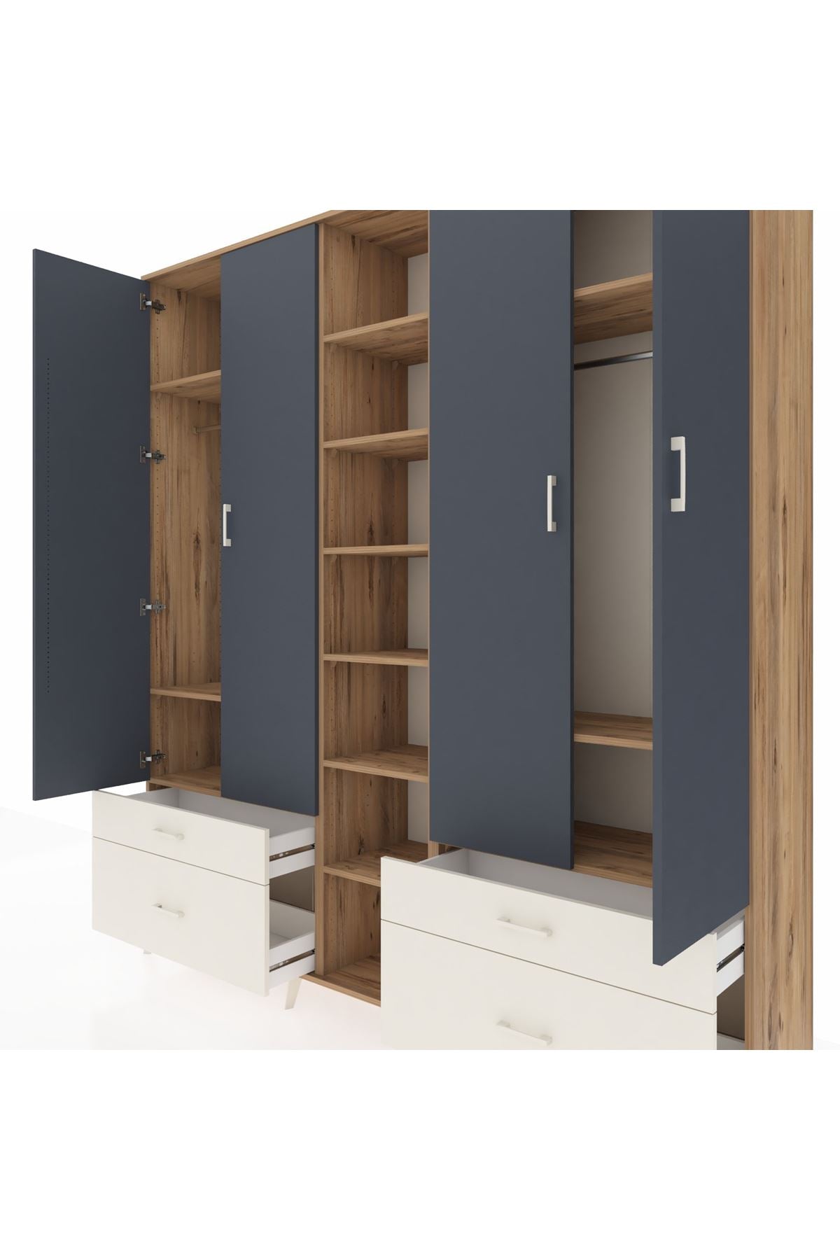 Hyperion Dolap 12 Raflı 4 Çekmeceli 2 Askılı 220x44x243 - S553M001V25B