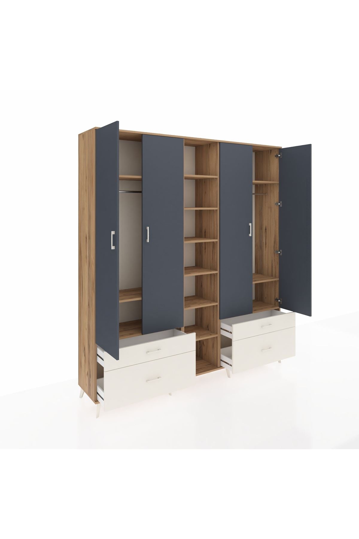 Hyperion Dolap 12 Raflı 4 Çekmeceli 2 Askılı 220x44x243 - S553M001V25B