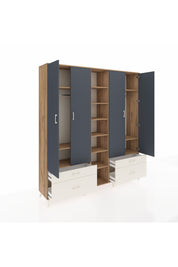 Hyperion Dolap 12 Raflı 4 Çekmeceli 2 Askılı 220x44x243 - S553M001V25B