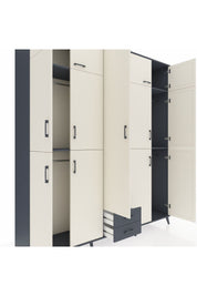 Hyperion Dolap 10 Raflı 2 Çekmeceli 4 Askılı 220x44x243 Antrasit-Aytaşı/Antrasit