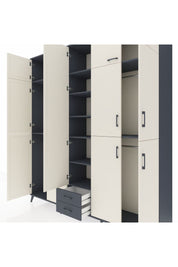 Hyperion Dolap 10 Raflı 2 Çekmeceli 4 Askılı 220x44x243 Antrasit-Aytaşı/Antrasit