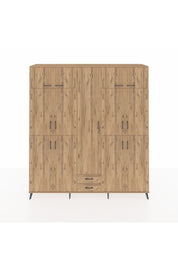 Hyperion Dolap 10 Raflı 2 Çekmeceli 4 Askılı 220x44x243 Çam-Çam/Çam