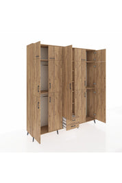 Hyperion Dolap 10 Raflı 2 Çekmeceli 4 Askılı 220x44x243 Çam-Çam/Çam