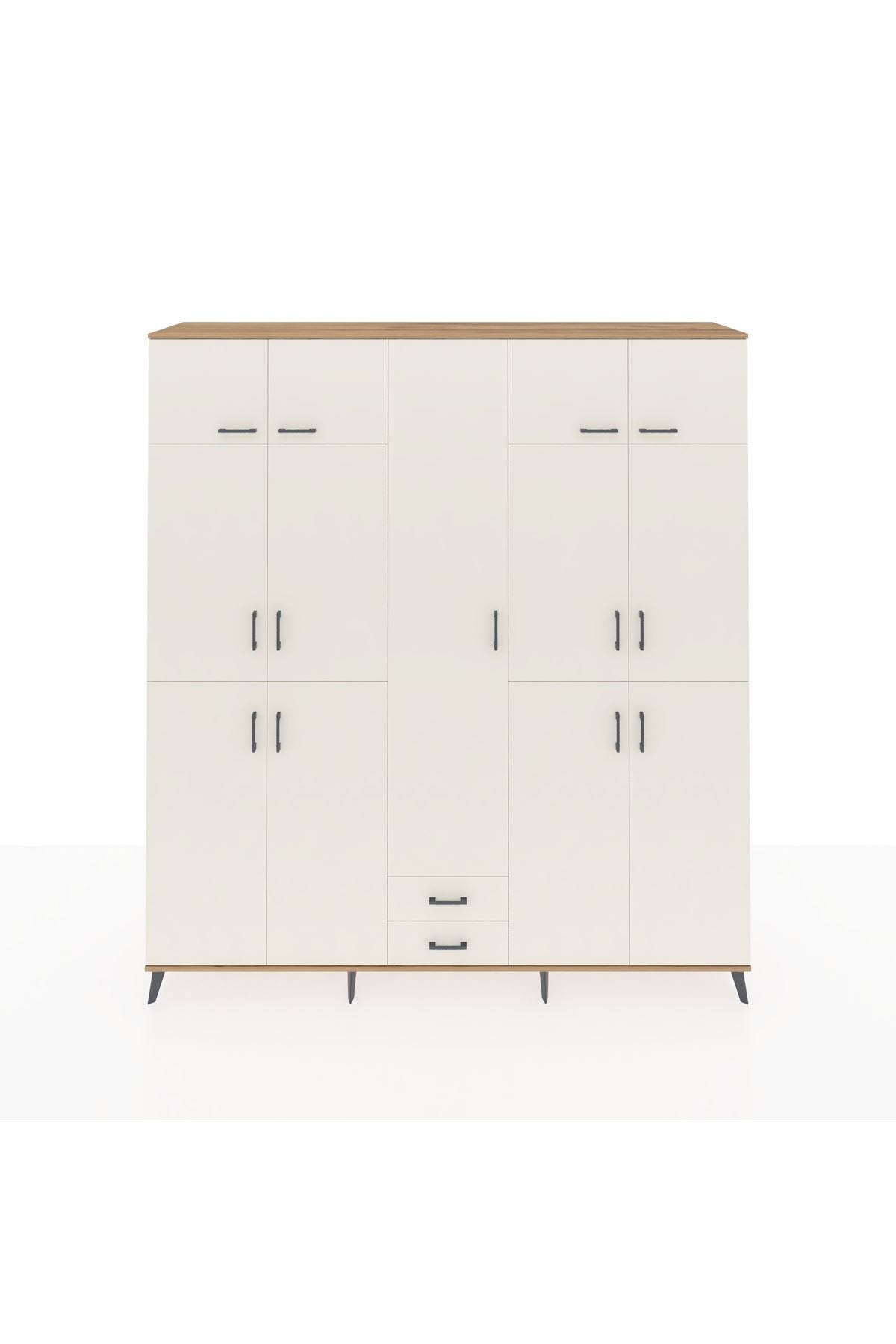 Hyperion Dolap 10 Raflı 2 Çekmeceli 4 Askılı 220x44x243 Çam-Aytaşı/Aytaşı