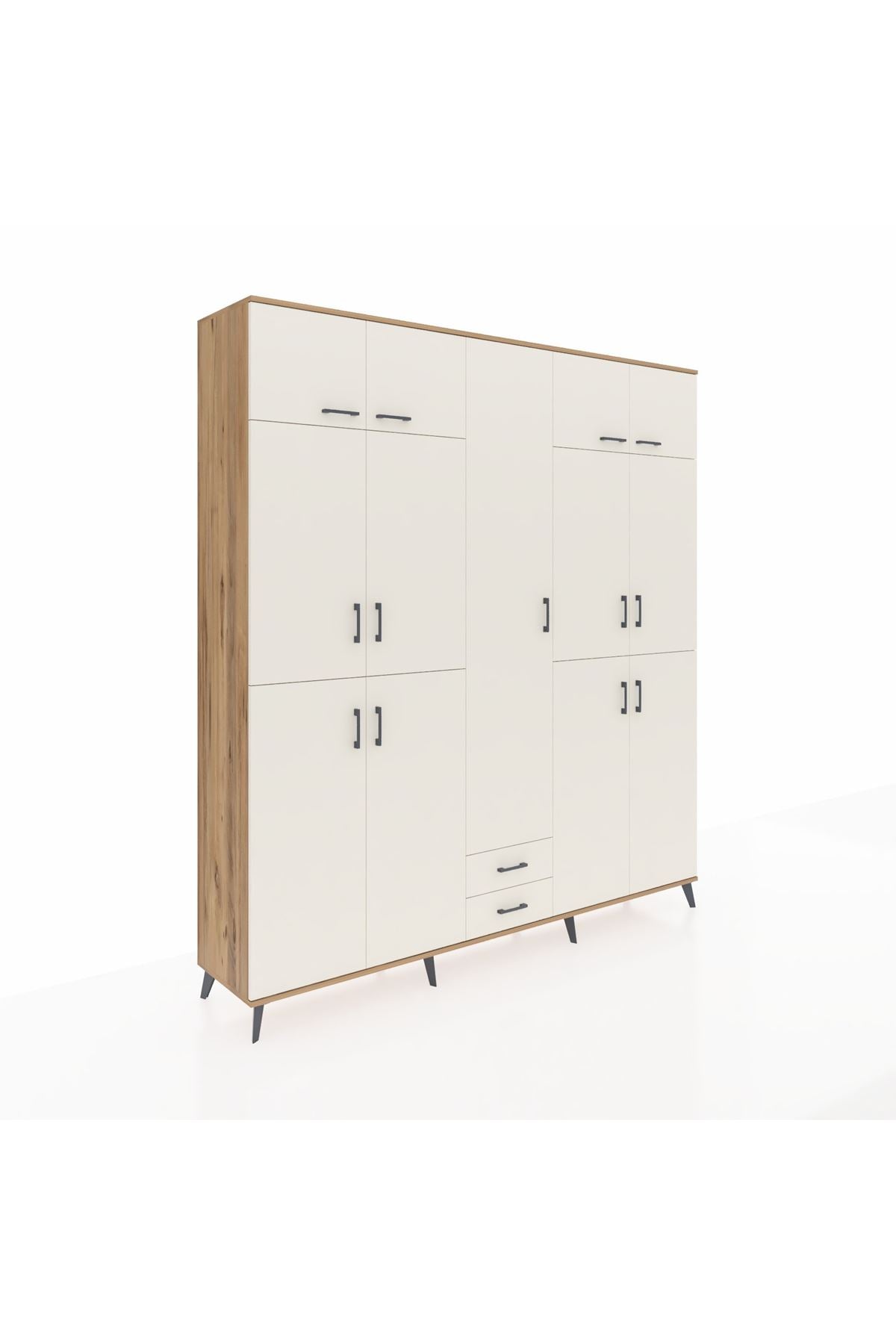 Hyperion Dolap 10 Raflı 2 Çekmeceli 4 Askılı 220x44x243 Çam-Aytaşı/Aytaşı