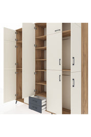 Hyperion Dolap 10 Raflı 2 Çekmeceli 4 Askılı 220x44x243 Çam-Aytaşı/Antrasit