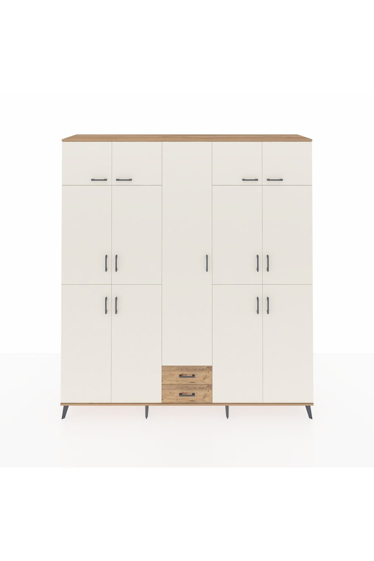 Hyperion Dolap 10 Raflı 2 Çekmeceli 4 Askılı 220x44x243 Çam-Aytaşı/Çam