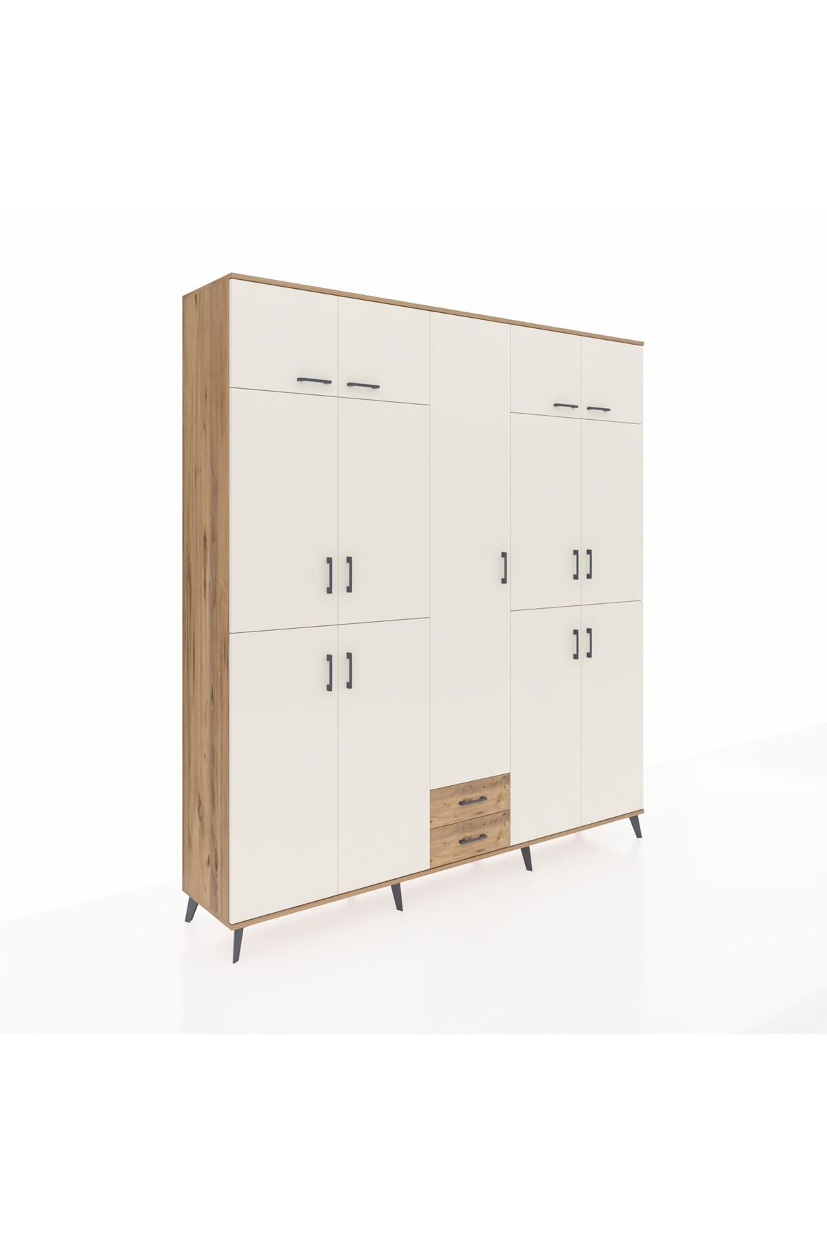 Hyperion Dolap 10 Raflı 2 Çekmeceli 4 Askılı 220x44x243 Çam-Aytaşı/Çam