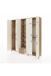 Hyperion Dolap 10 Raflı 2 Çekmeceli 4 Askılı 220x44x243 Çam-Aytaşı/Çam