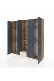 Hyperion Dolap 10 Raflı 2 Çekmeceli 4 Askılı 220x44x243 Çam-Antrasit/Aytaşı