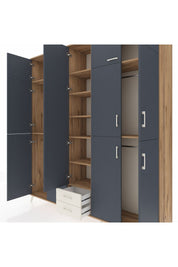 Hyperion Dolap 10 Raflı 2 Çekmeceli 4 Askılı 220x44x243 Çam-Antrasit/Aytaşı