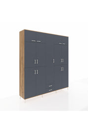 Hyperion Dolap 10 Raflı 2 Çekmeceli 4 Askılı 220x44x243 Çam-Antrasit/Antrasit