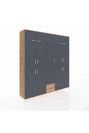 Hyperion Dolap 10 Raflı 2 Çekmeceli 4 Askılı 220x44x243 Çam-Antrasit/Çam