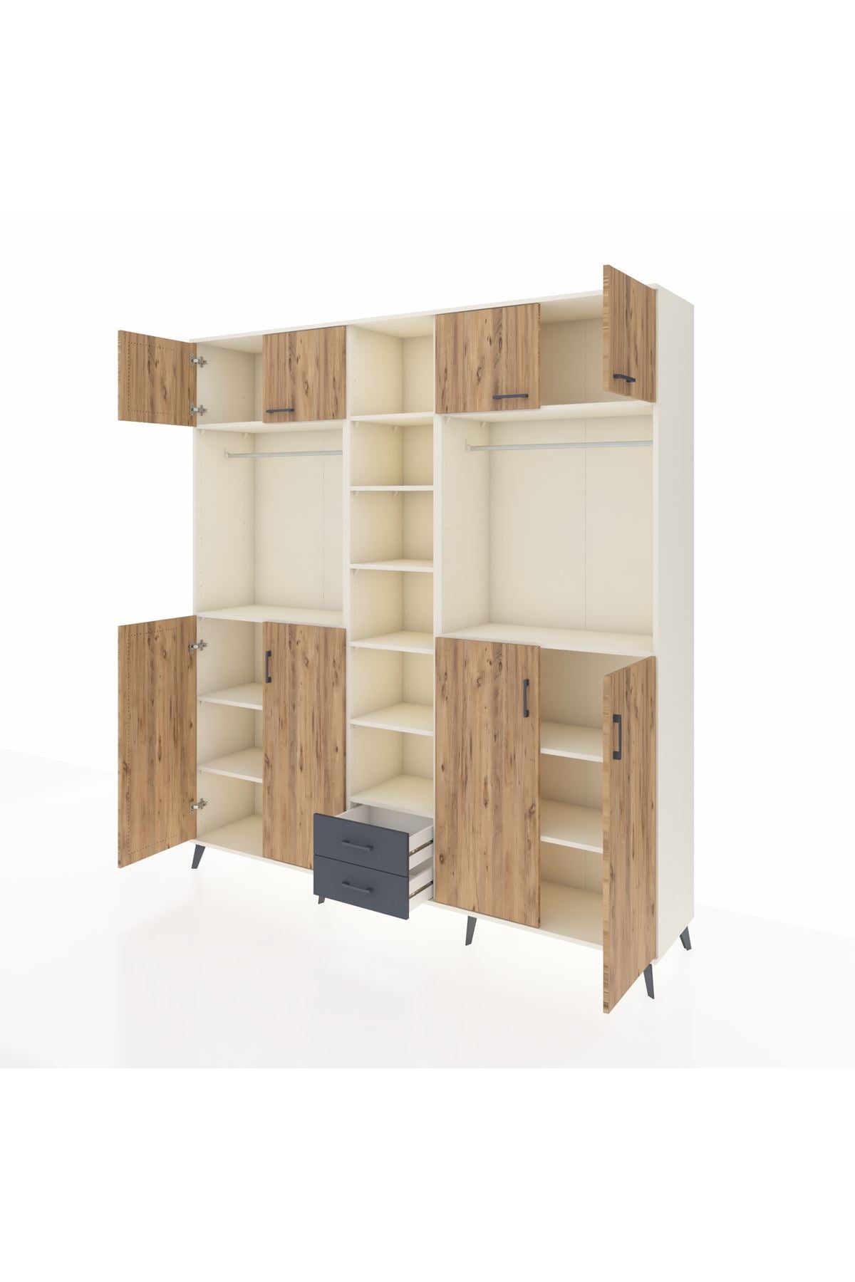 Hyperion Dolap 14 Raflı 2 Çekmeceli 2 Askılı 220x44x243 - S553M013V02B