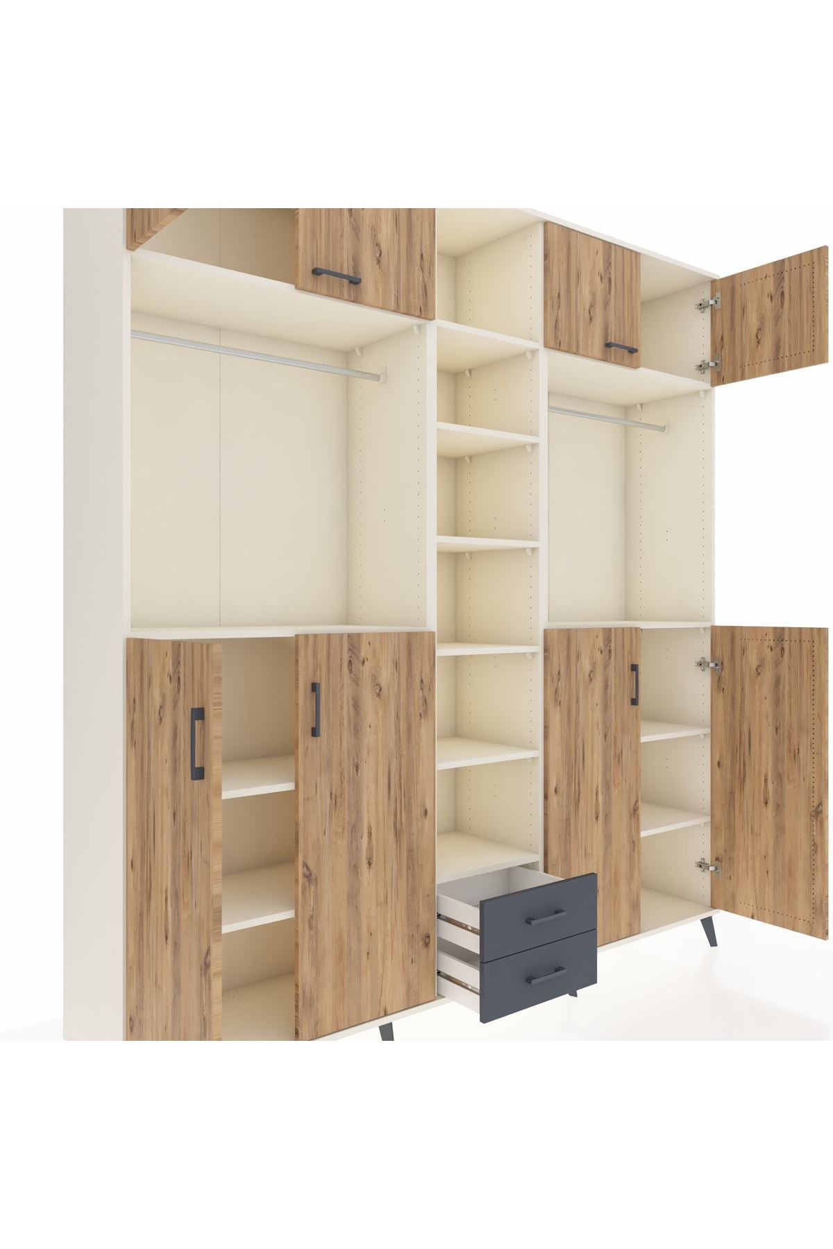 Hyperion Dolap 14 Raflı 2 Çekmeceli 2 Askılı 220x44x243 - S553M013V02B