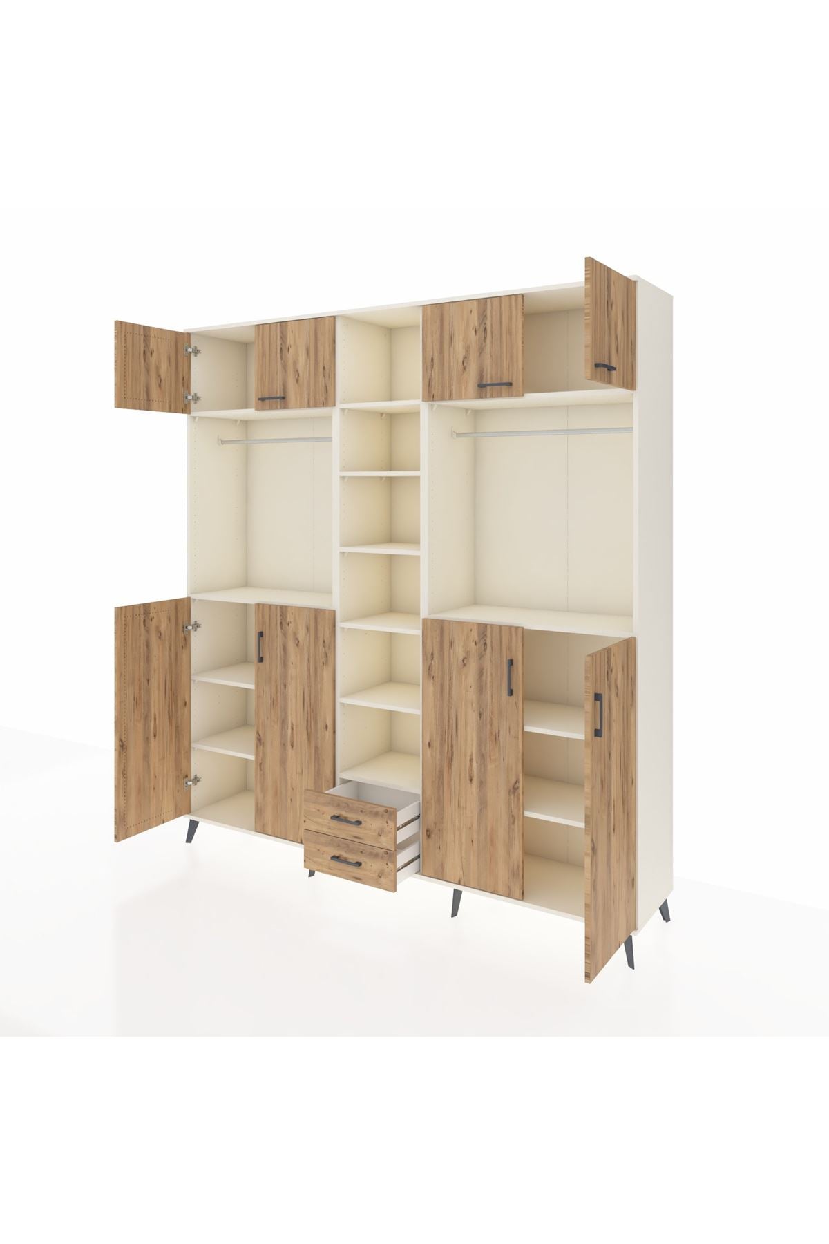 Hyperion Dolap 14 Raflı 2 Çekmeceli 2 Askılı 220x44x243 - S553M013V03B