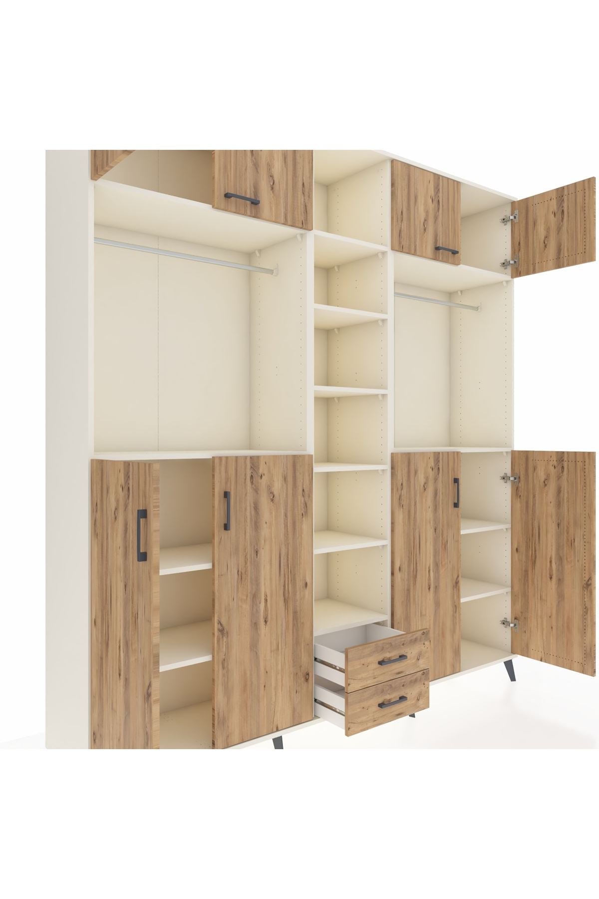 Hyperion Dolap 14 Raflı 2 Çekmeceli 2 Askılı 220x44x243 - S553M013V03B