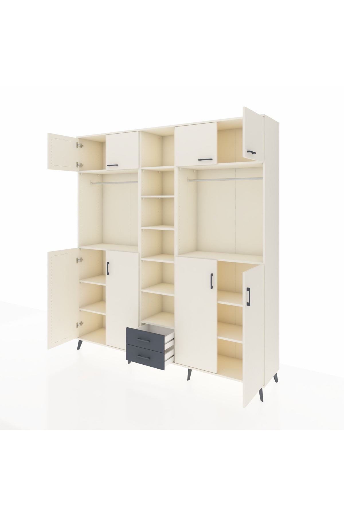 Hyperion Dolap 14 Raflı 2 Çekmeceli 2 Askılı 220x44x243 - S553M013V05B