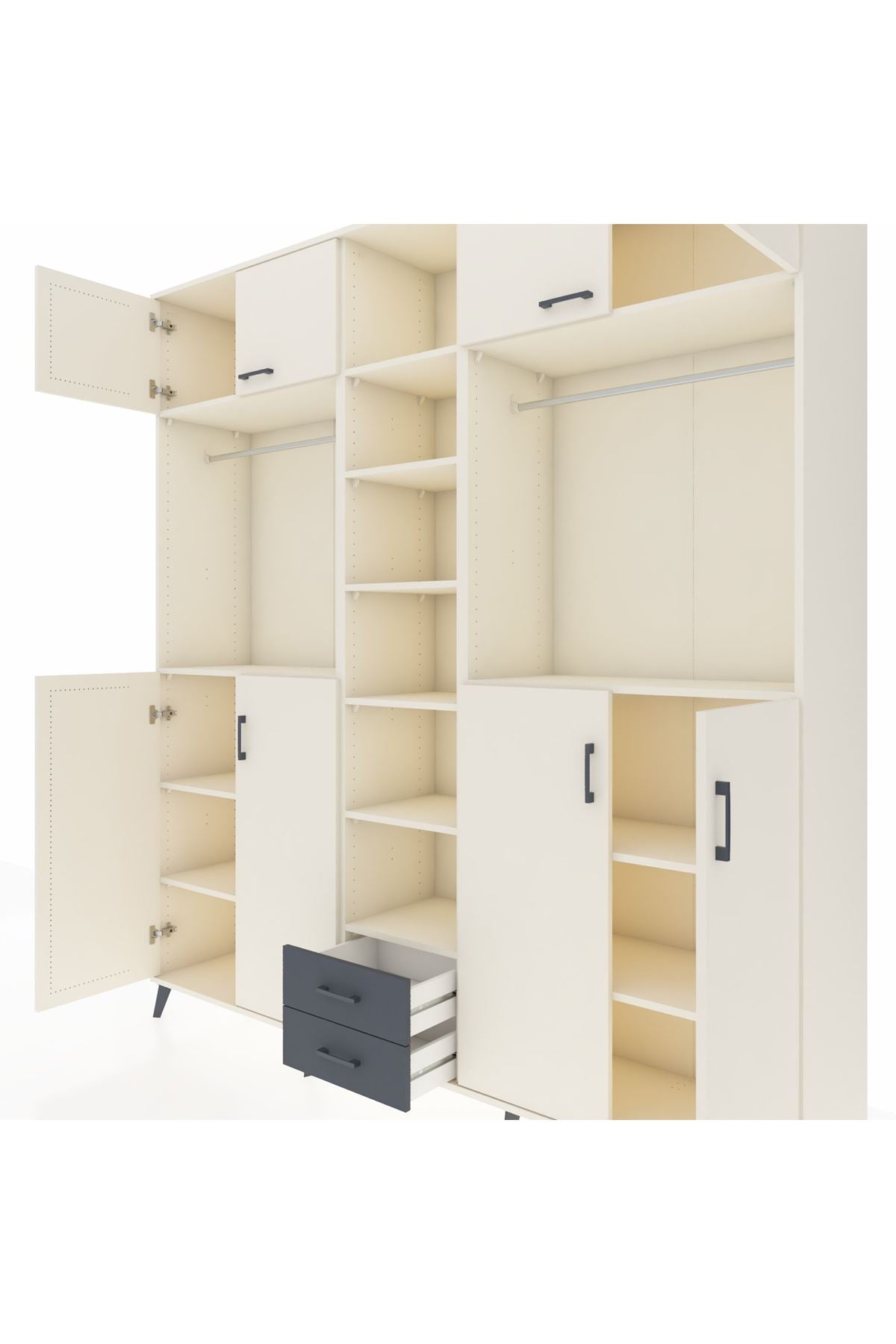 Hyperion Dolap 14 Raflı 2 Çekmeceli 2 Askılı 220x44x243 - S553M013V05B