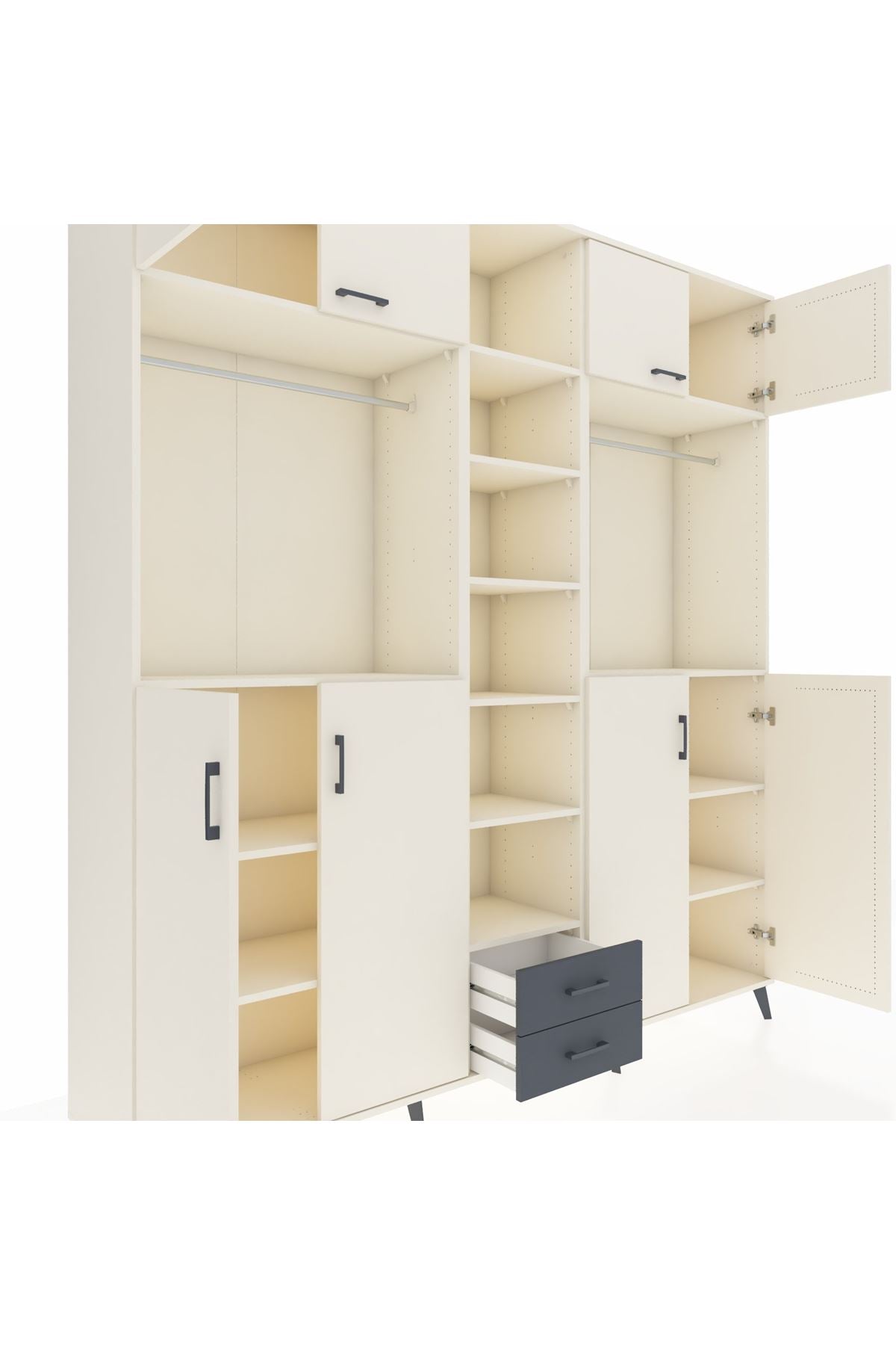 Hyperion Dolap 14 Raflı 2 Çekmeceli 2 Askılı 220x44x243 - S553M013V05B