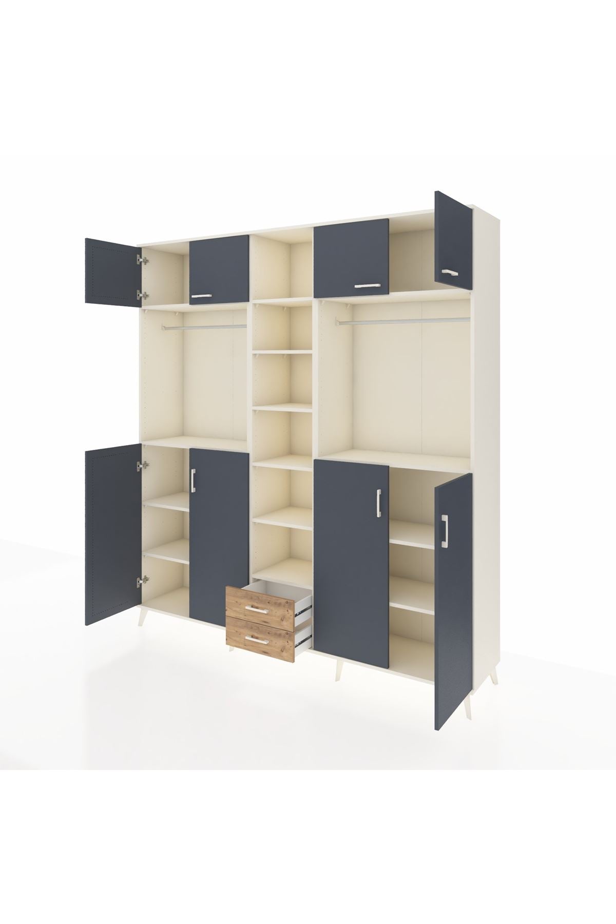 Hyperion Dolap 14 Raflı 2 Çekmeceli 2 Askılı 220x44x243 - S553M013V09B