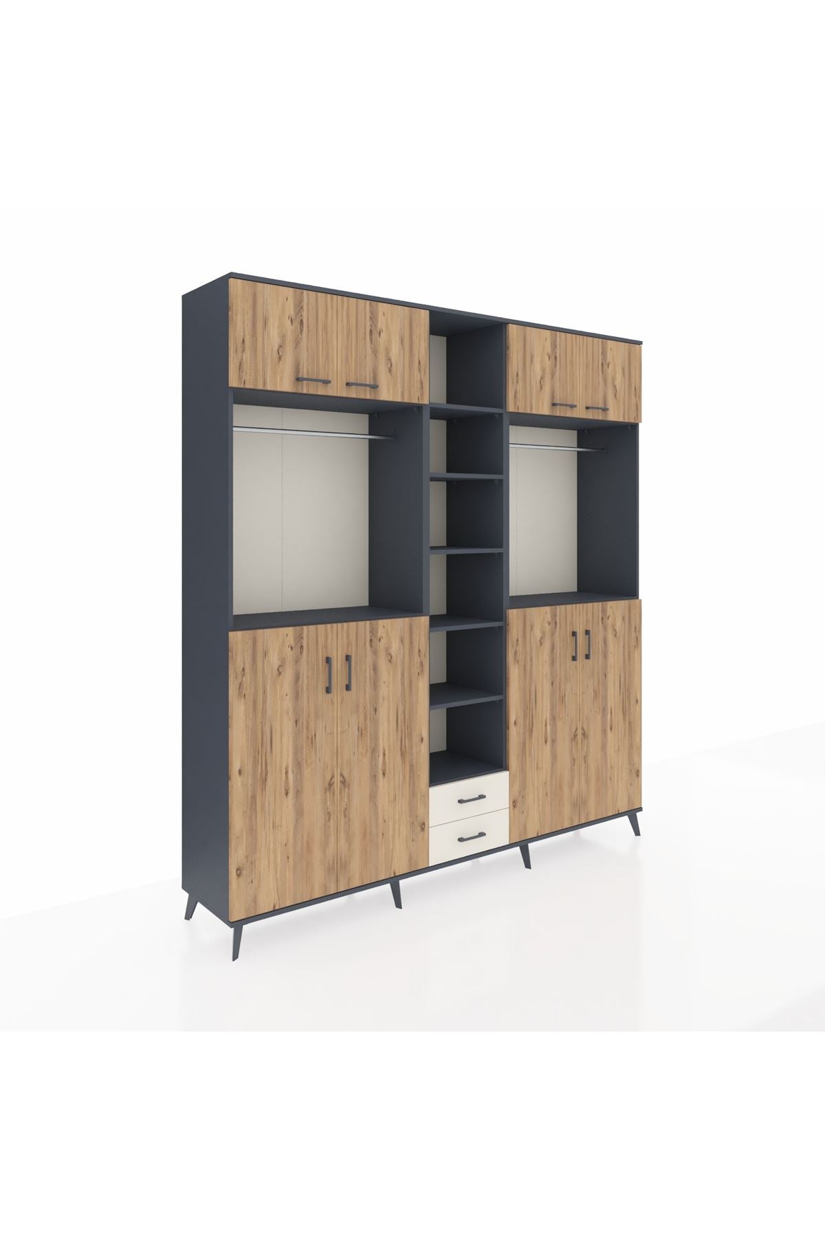 Hyperion Dolap 14 Raflı 2 Çekmeceli 2 Askılı 220x44x243 - S553M013V10B