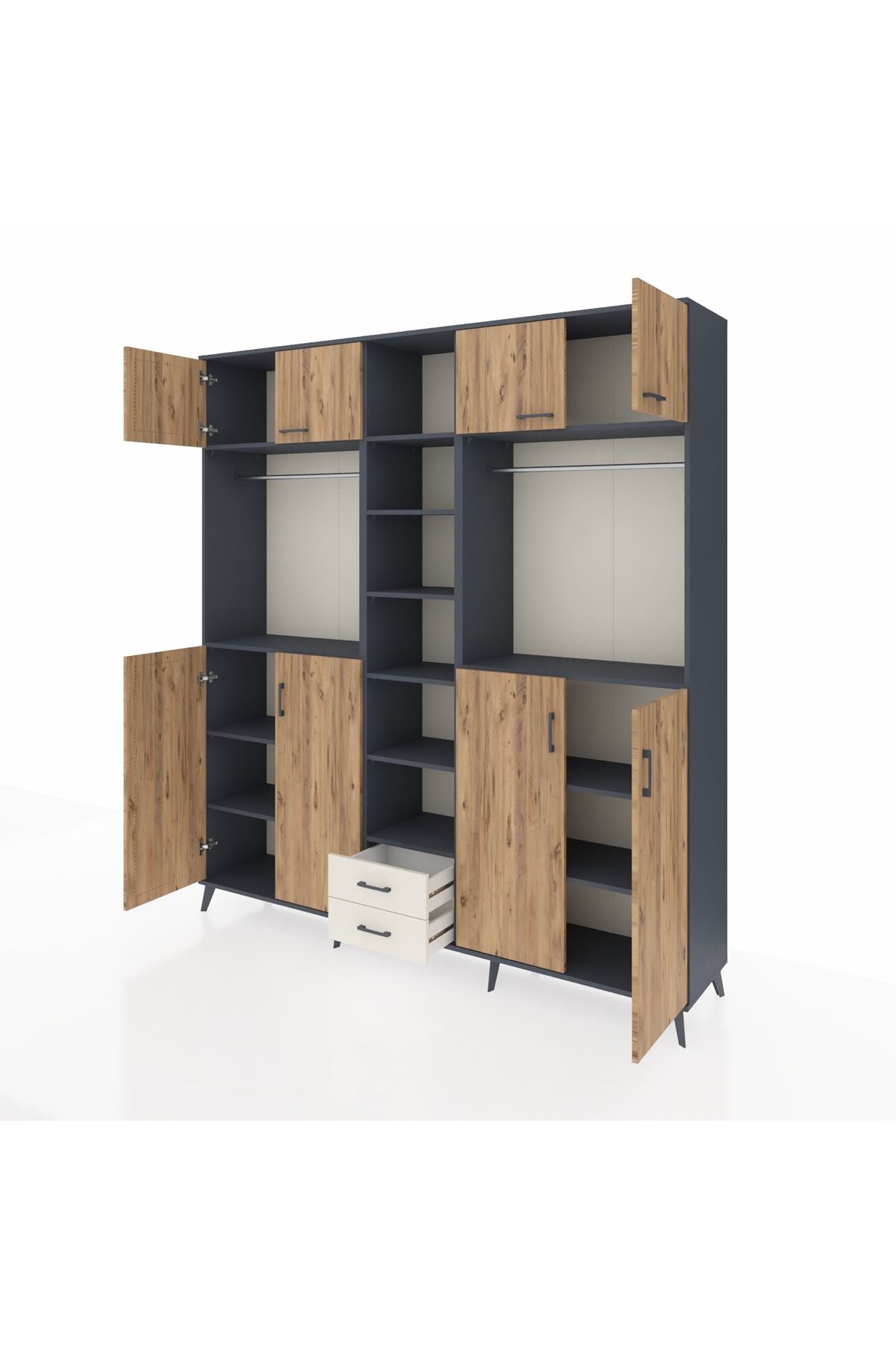 Hyperion Dolap 14 Raflı 2 Çekmeceli 2 Askılı 220x44x243 - S553M013V10B