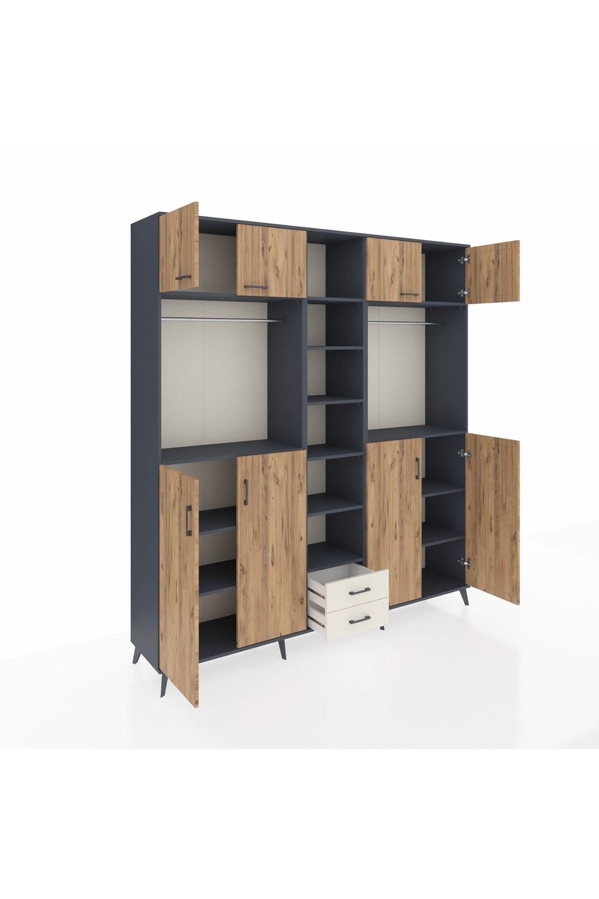 Hyperion Dolap 14 Raflı 2 Çekmeceli 2 Askılı 220x44x243 - S553M013V10B