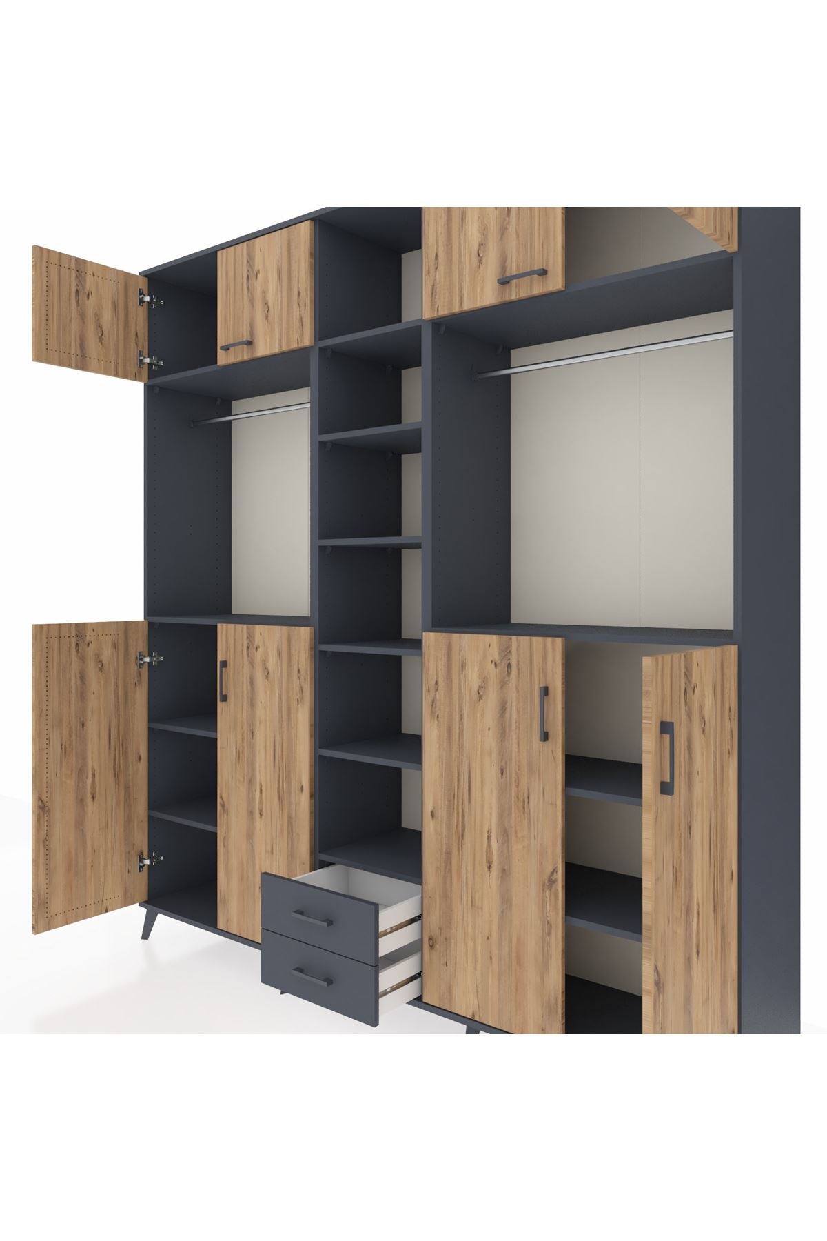 Hyperion Dolap 14 Raflı 2 Çekmeceli 2 Askılı 220x44x243 - S553M013V11B