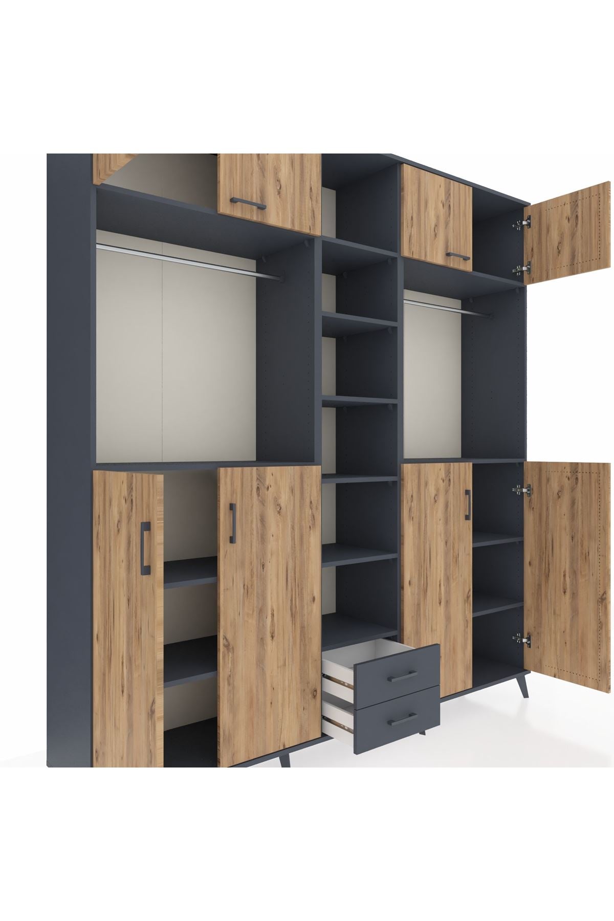 Hyperion Dolap 14 Raflı 2 Çekmeceli 2 Askılı 220x44x243 - S553M013V11B