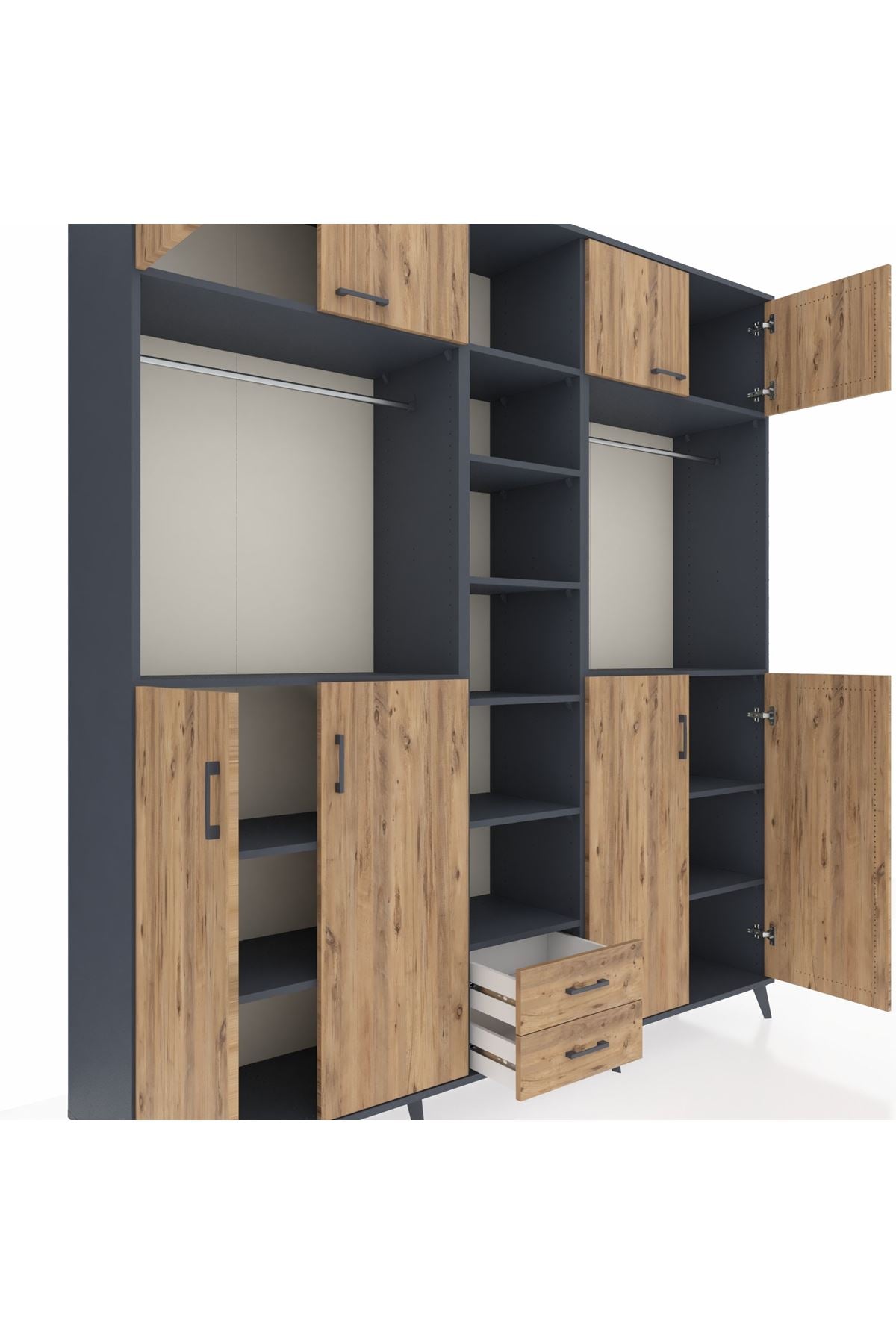 Hyperion Dolap 14 Raflı 2 Çekmeceli 2 Askılı 220x44x243 - S553M013V12B