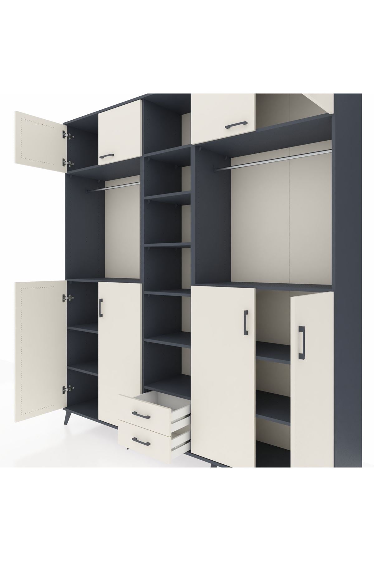 Hyperion Dolap 14 Raflı 2 Çekmeceli 2 Askılı 220x44x243 - S553M013V13B