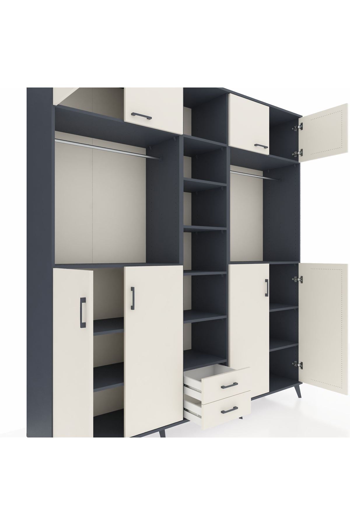 Hyperion Dolap 14 Raflı 2 Çekmeceli 2 Askılı 220x44x243 - S553M013V13B